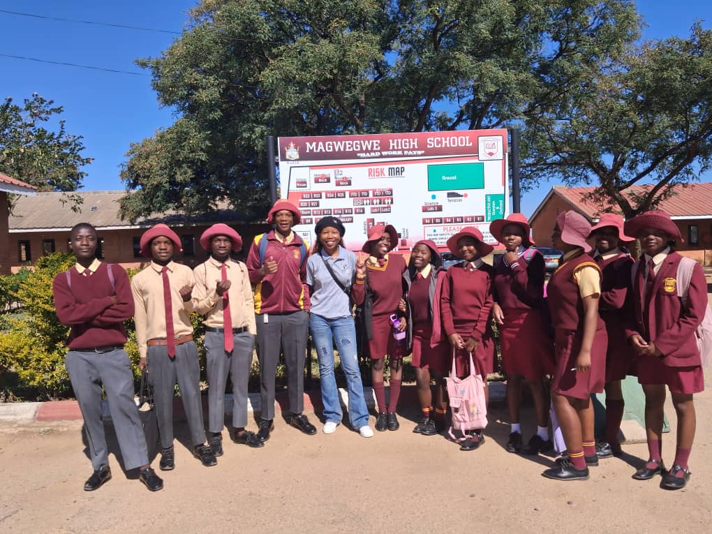 YPA team with students at Magwegwe High School